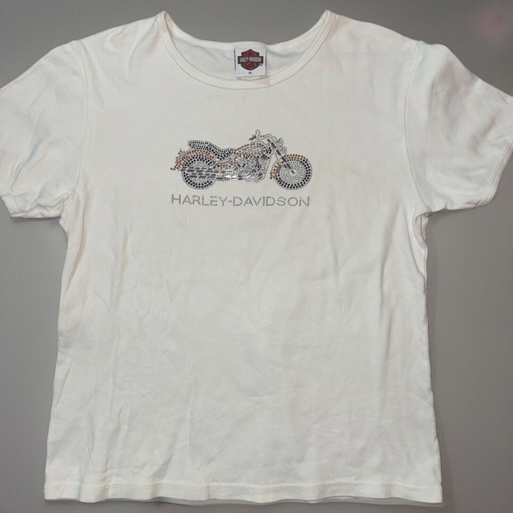Vintage Y2K Harley Davidson Rhinestone Motorcycle‎ XL USA Made Pensacola FL '05